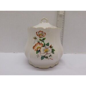 House of Webster Ceramics Briar Rose Biscuit Cookie Jar with Lid 6.5" Tall